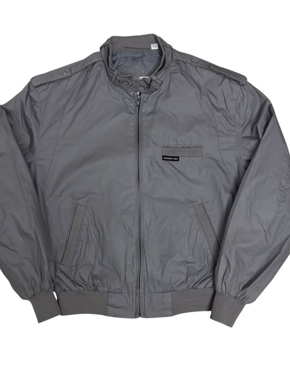 MEMBERS ONLY Vintage 90s Bomber RACER Jacket Grey Business Coat Mens Large